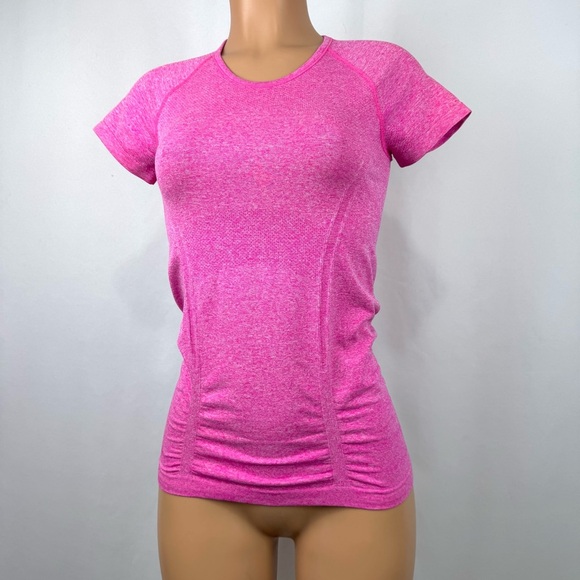 Athleta Womens XS Pink Fastest Track Tee Shirt Seamless Stretchy Active Running - Picture 6 of 10